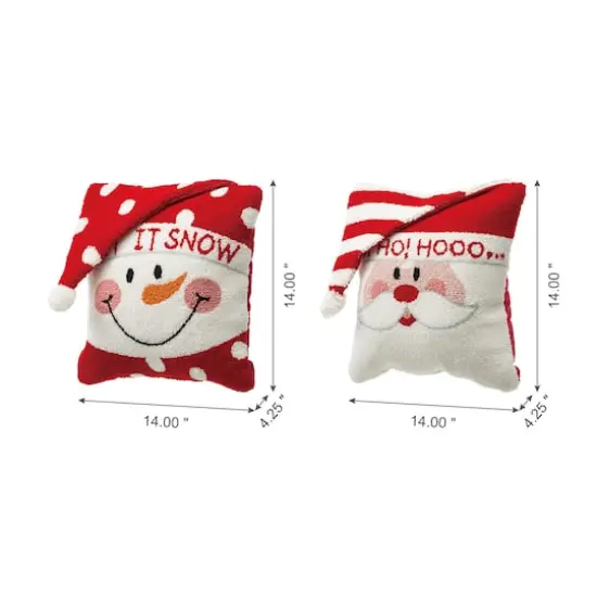 Glitzhome&reg; Hooked 3D Santa & Snowman Pillow {7}
