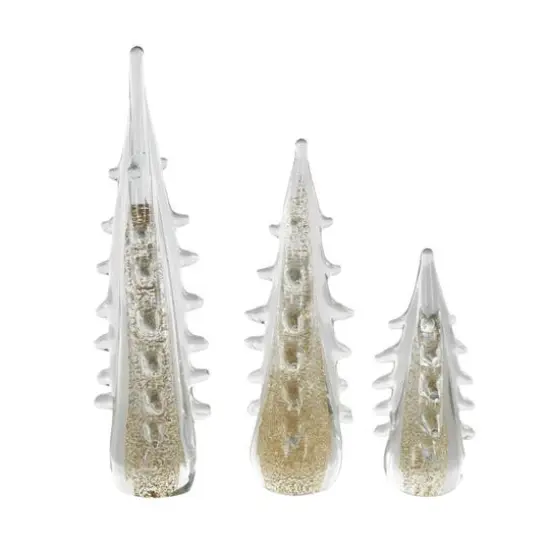 Gold & Clear Decorative Glass Sculpture Set {8}