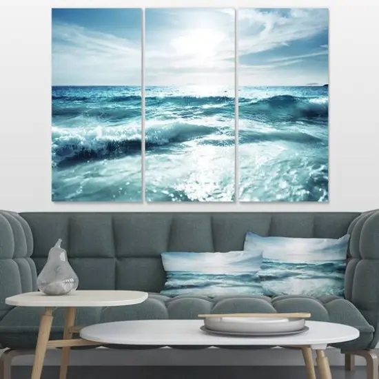 Designart - Seychelles Beach at Sunset - Seascape Canvas Art Print {3}