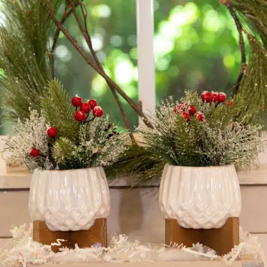 Christmas Mix In 4" Ceramic Cupcake On Stand Set {4}