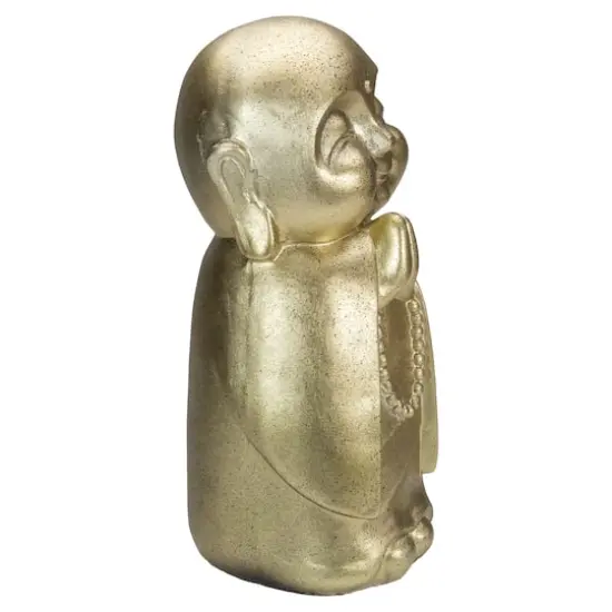 11.5" Golden Buddhist Monk Outdoor Garden Statue {5}