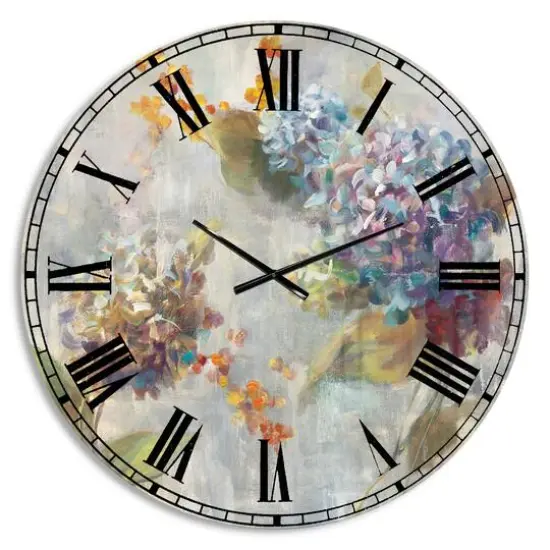 Designart 'Autumn Hydrangea Traditional Wall Clock {1}