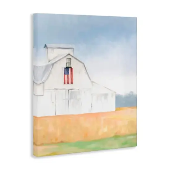 Stupell Industries American Flag White Country Barn Rural Scenery Canvas Wall Art {4}