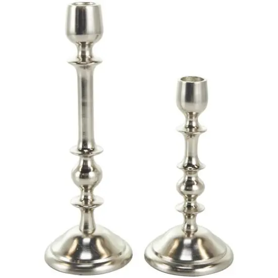 Silver Metal Candle Holder Set {7}