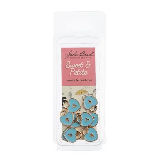 John Bead Sweet & Petite Heart Locket Charms, 10ct. Light Blue {3}
