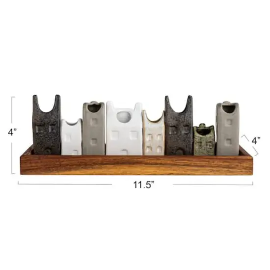 Hello Honey&reg; 4" Bohemian House-Shaped Stoneware Vase Set {9}