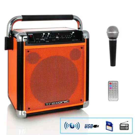 Trexonic Orange Wireless Portable Party Speaker With USB Recording {1}