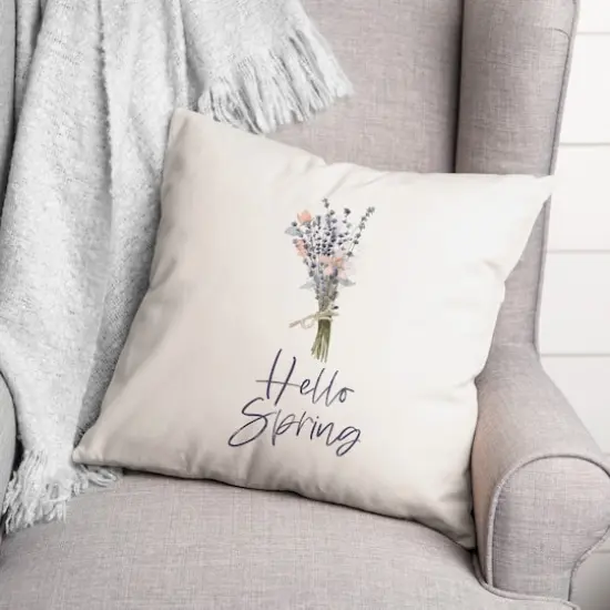 Bundle Hello Spring Flowers 18" x 18" Throw Pillow {4}
