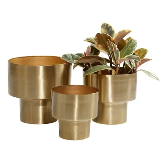 Gold Metal Unique Glam Planter Set {1}