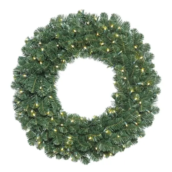36" Warm White LED Oregon Fir Double Door Wreath Halves {1}