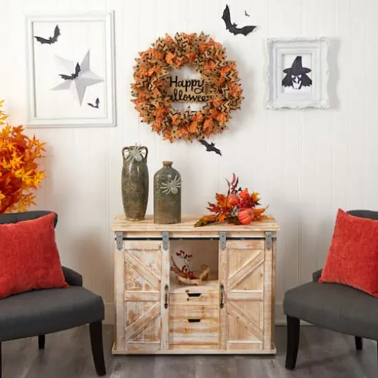 30" Halloween Burlap Ribbon Wreath {5}