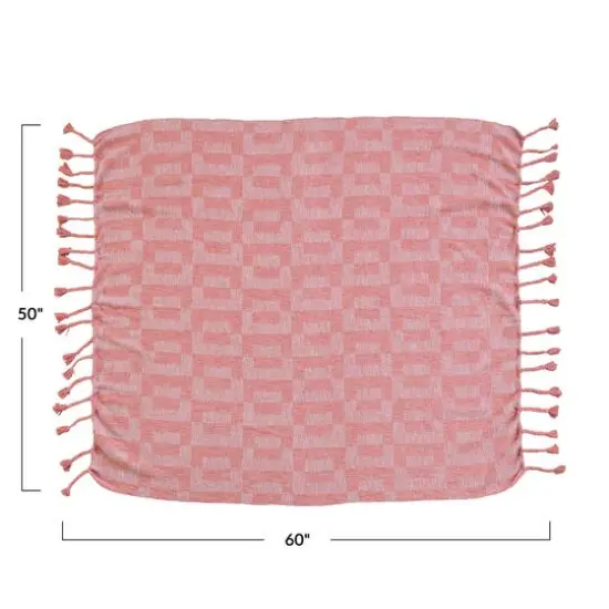Hello Honey&reg; Pink Geometric Throw Blanket with Braided Fringe {5}
