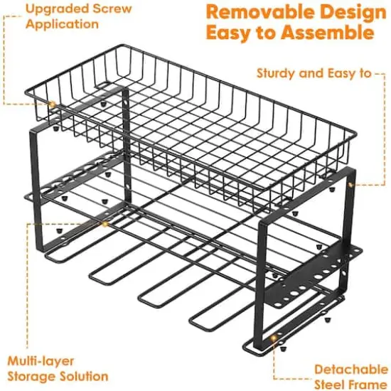 NEX™ 17" Black Wall-Mounted Power Tool Storage Rack with Basket {4}