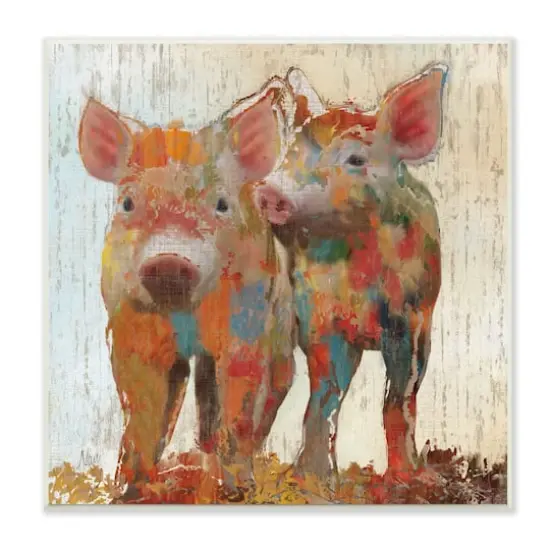 Stupell Industries Rustic Farm Pigs Abstract Contemporary Patchwork Pattern,12" x 12" {1}