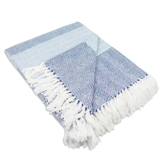 DII&reg; Blue Stripe Herringbone Throw {1}