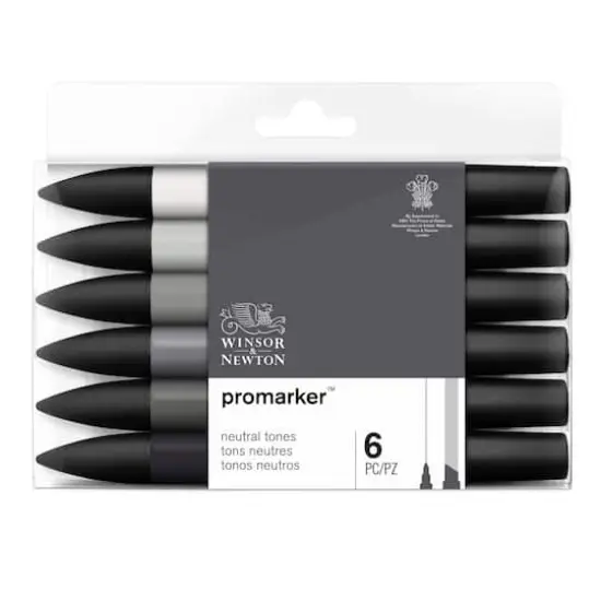 Winsor & Newton&reg; ProMarker&trade; Neutral Tones 6 Marker Set {1}