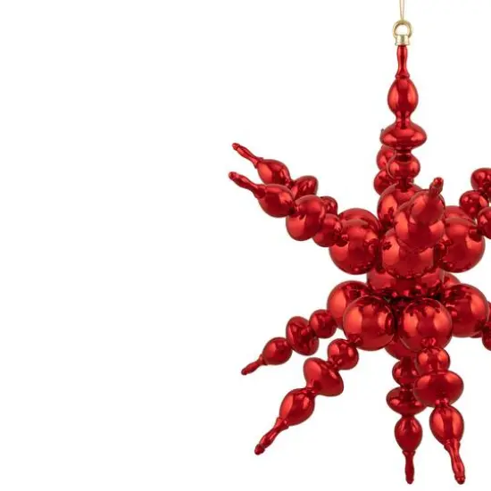 24" Shiny Red 3D Sunburst Snowflake Commercial Ornament {7}