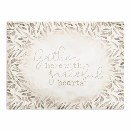 Greige Leaves Gather Polyester Twill Placemat {1}