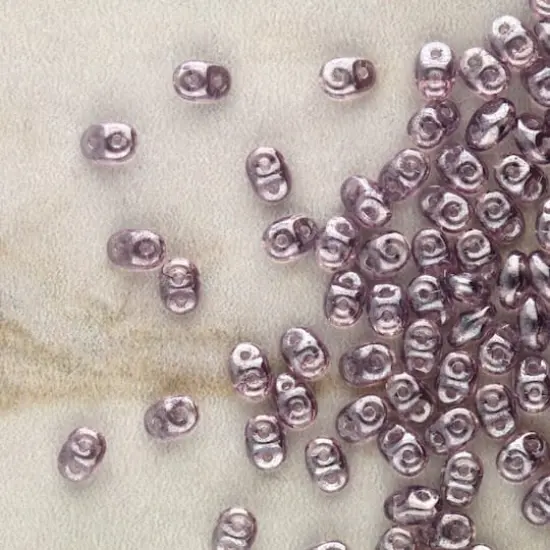 Superduo Two-Hole Czech Glass Beads Tanzanite White Luster {3}