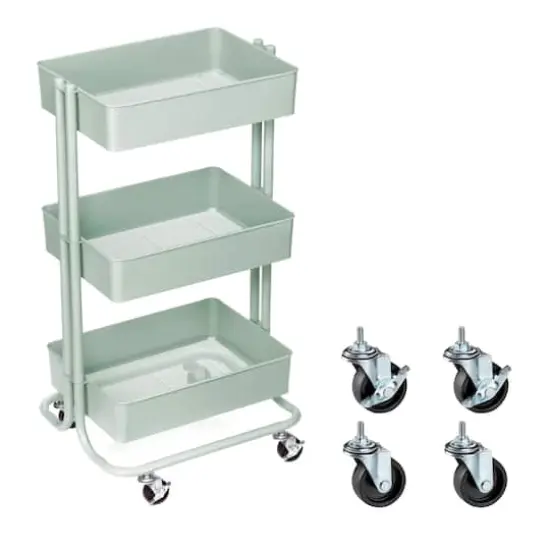 Lexington 3-Tier Rolling Cart by Simply Tidy&reg; Eucalyptus {5}