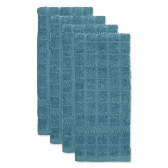 DII&reg; Solid Windowpane Terry Dishtowels, 4ct. Storm Blue {4}