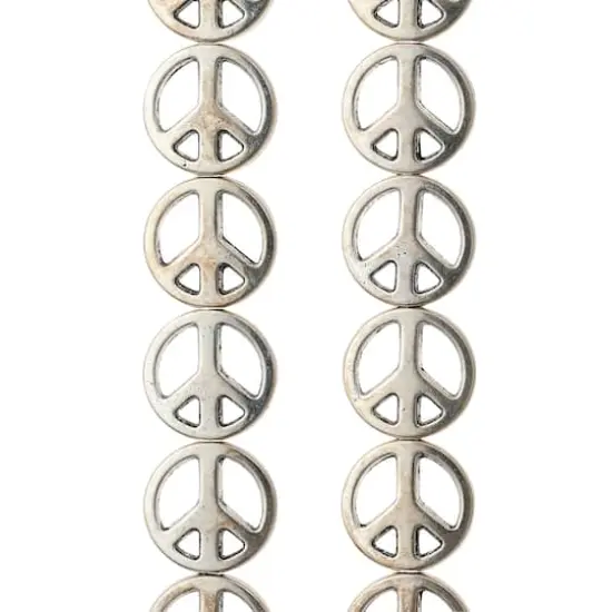 Silver Metal Peace Beads, 13mm by Bead Landing&trade; {1}