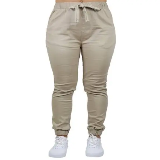 Galaxy By Harvic Loose Fit Stretch Twill Women's Joggers Khaki {1}