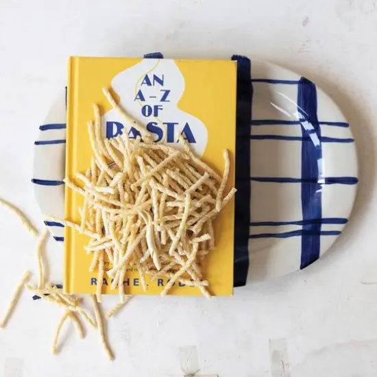 Hello Honey&reg; 14" Hand-Painted Wax Relief Blue Stripe Oval Stoneware Platters, 2ct. {3}