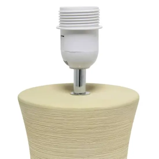 Simple Designs White Shade Ceramic Hourglass Table Lamp Beige {7}