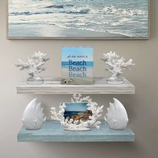 Sorbus 23.7" Extra Long Decorative Floating Shelves, 2ct. Rustic Blue and Rustic White {5}