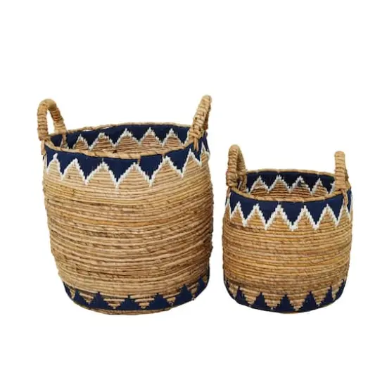 Brown Banana Leaf Bohemian Storage Basket Set {6}