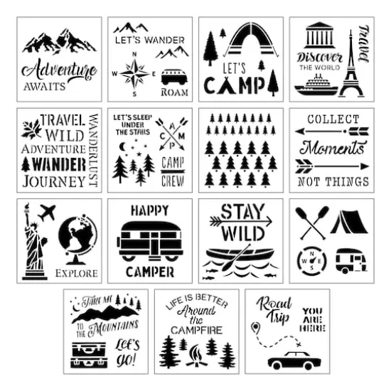 Camping & Travel Stencils by Craft Smart&reg;, 12" x 12" {1}