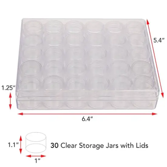 The Beadsmith&reg; 6.5'' x 5.5'' x 1'' Clear Storage Box with Jars {6}