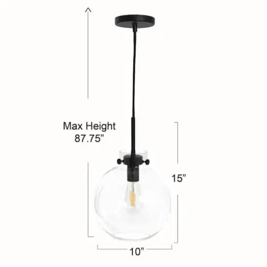 Hello Honey&reg; Robert Stevenson Lighting Marson 15" Clear Glass & Matte Black Metal Ceiling Light {5}