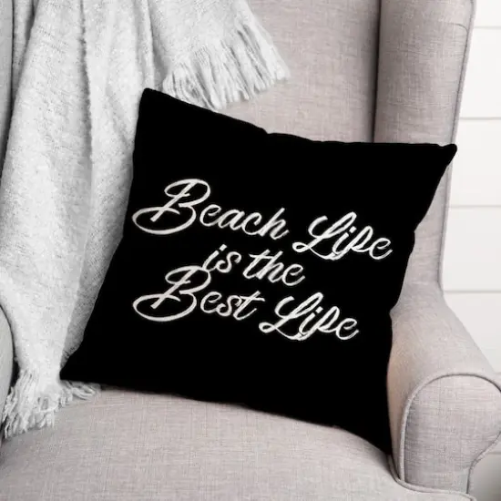 Beach Life Is the Best Life Throw Pillow Black {3}