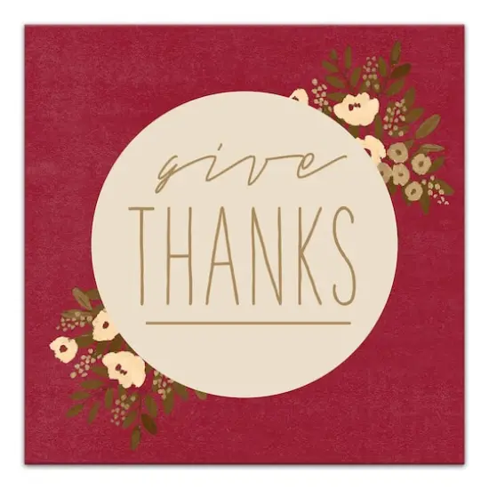 Give Thanks Circle Floral Canvas Wall Art {1}