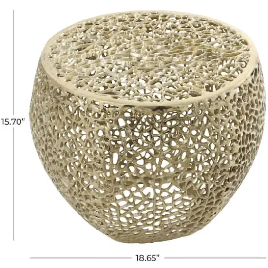 19" Gold Aluminum Coral Accent Table {6}