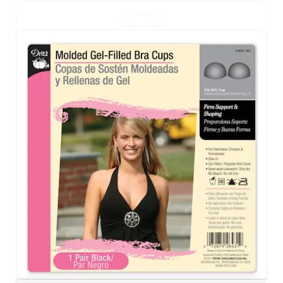 Dritz&reg; Black Molded Gel-Filled Bra Cups, B/C {1}
