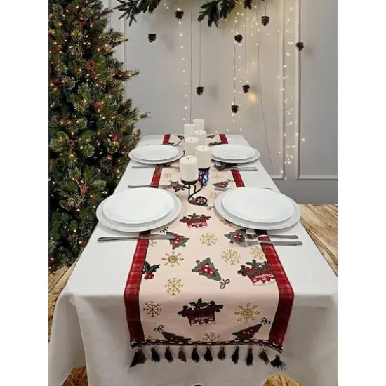 Wizardi 13.75" x 71" Festive Christmas Presents Table Runner {3}