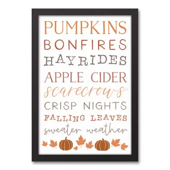 Autumn Things Black Framed Canvas Wall Art {1}