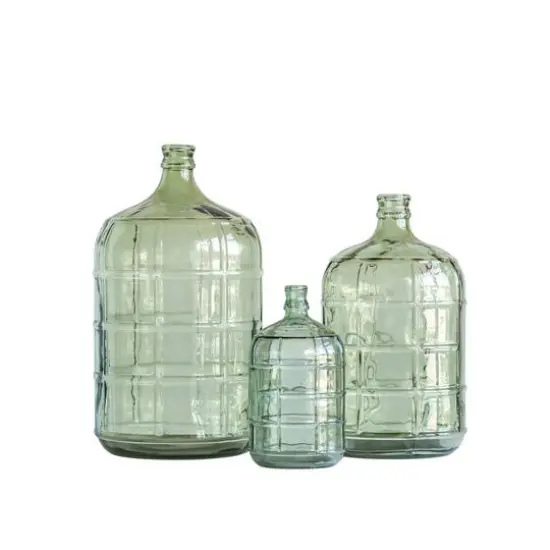Hello Honey&reg; 11" Transparent Green Vintage Embossed Windowpane Glass Bottle {1}