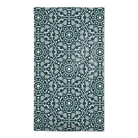 Folk Floral Teal Tablecloth {1}