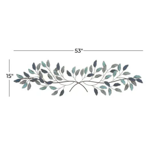 Blue Metal Leaves Wall Decoration {6}