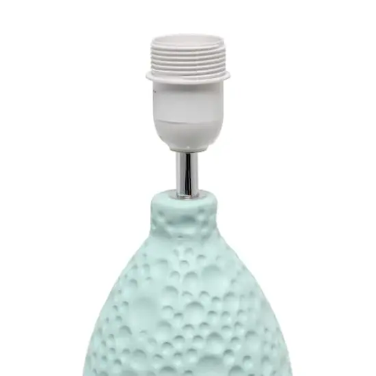 Simple Designs Textured Stucco Ceramic Oval Table Lamp Blue {7}