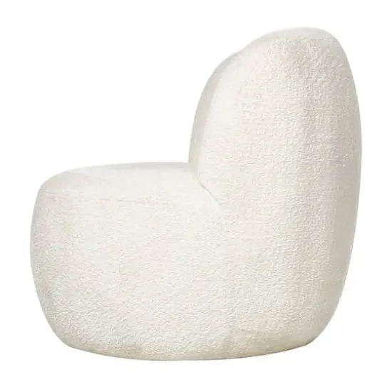 White Polyester Rounded Barrel Accent Chair {7}