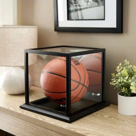 Black Basketball Display Case with Mirror Back by Studio D&eacute;cor&reg; {3}
