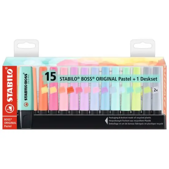 STABILO&reg; BOSS&reg; Original 15-Color Pastel Highlighters & Desk Set {1}
