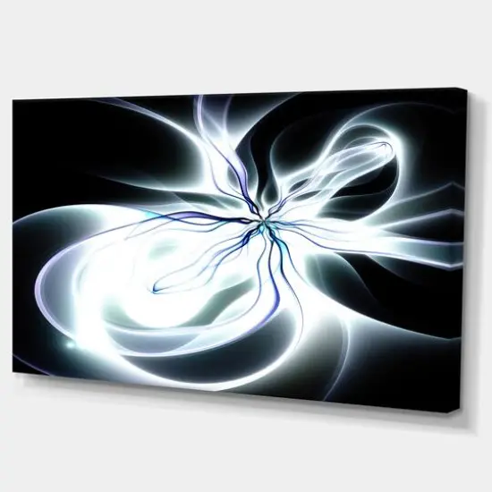 Designart - White Symmetrical Fractal Flower - Abstract Art on Canvas {3}