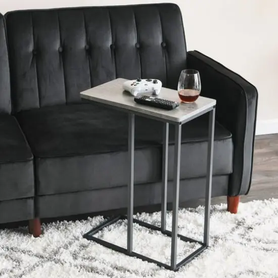 Household Essentials 25" Jamestown C-Shaped End Table Gray {7}