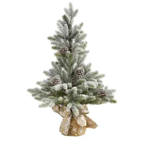 2.5ft. Unlit Flocked Artificial Christmas Tree with Pinecones {1}